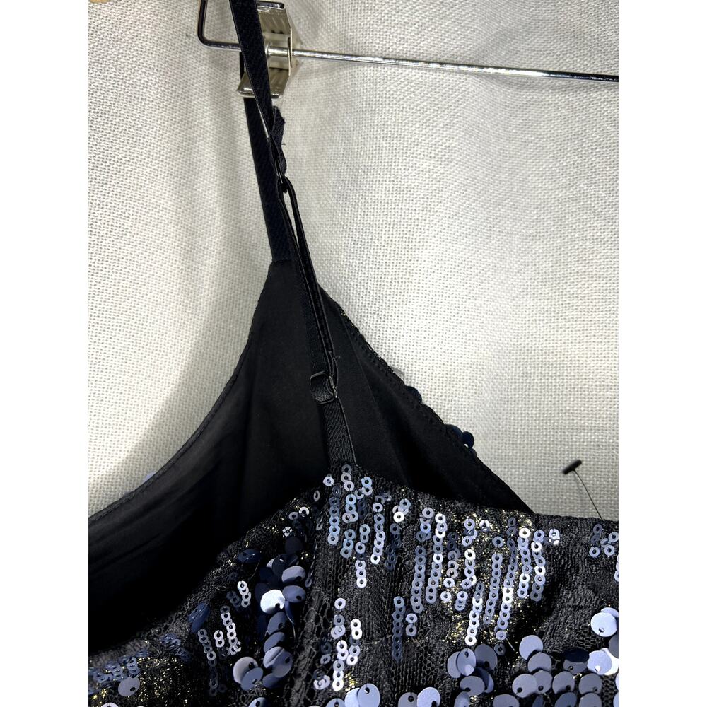 Express Black Silver Sequined Sparkly Sexy Lined Strapless Mini Dress - Picture 10 of 11